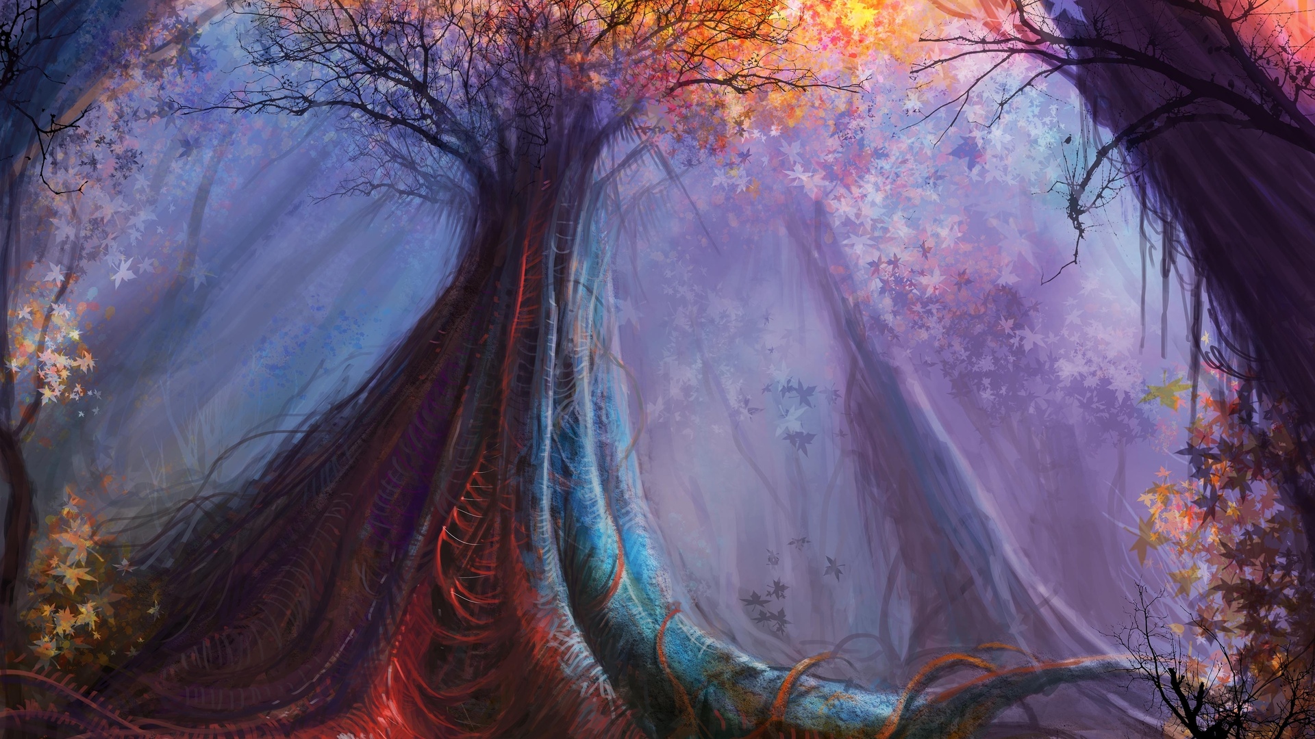 landscapes, Trees, Forests, Artistic, Fantasy Wallpaper