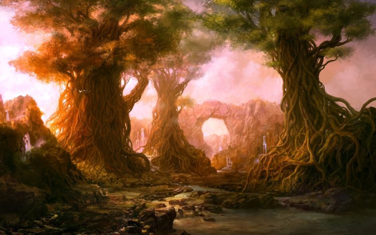 landscapes, Fantasy, Nature, Trees, Forests, Artistic HD Wallpaper Desktop Background