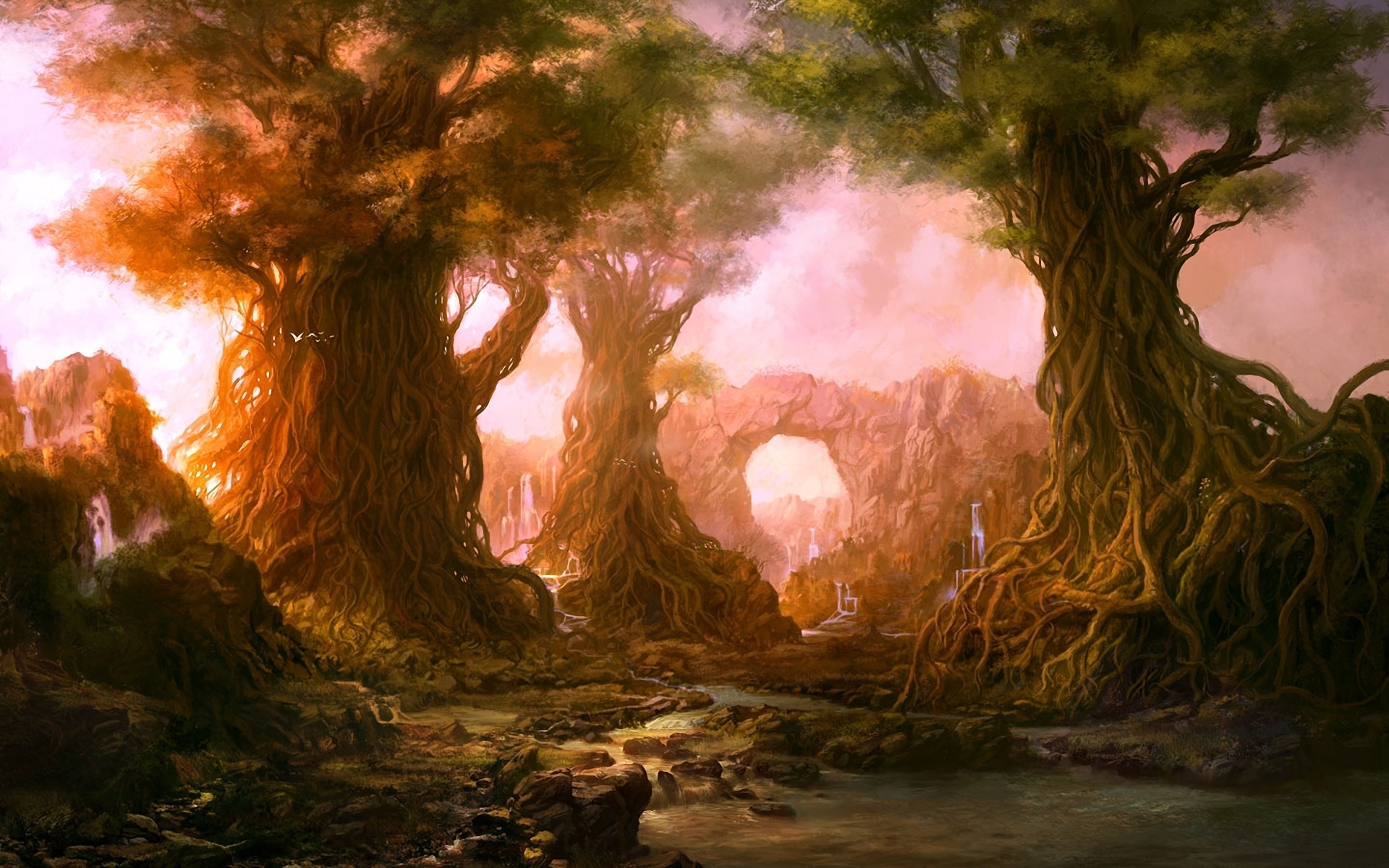 landscapes, Fantasy, Nature, Trees, Forests, Artistic Wallpaper
