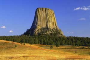 trees, Autumn, Tower, Wyoming, Plateau, Devils, Tower
