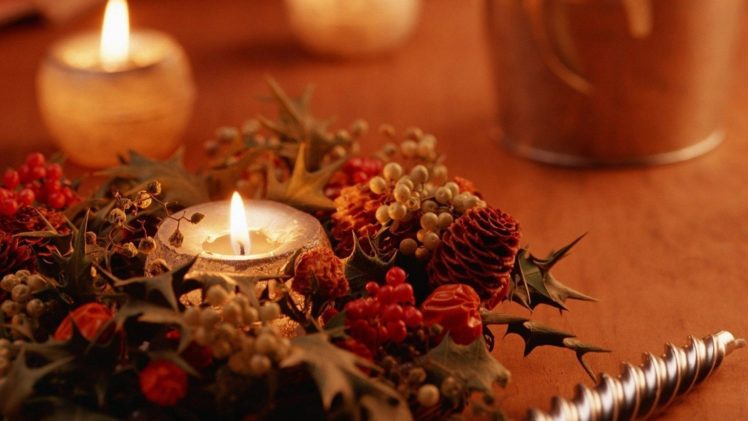 flowers, Christmas, Objects, Candles, Ornaments, Decorations HD Wallpaper Desktop Background