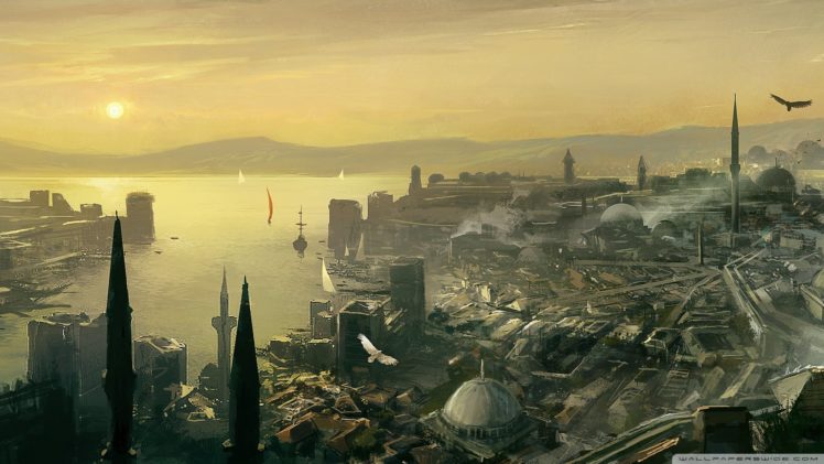 cityscapes, Artwork, Istanbul, Assassins, Creed, Revelations HD Wallpaper Desktop Background