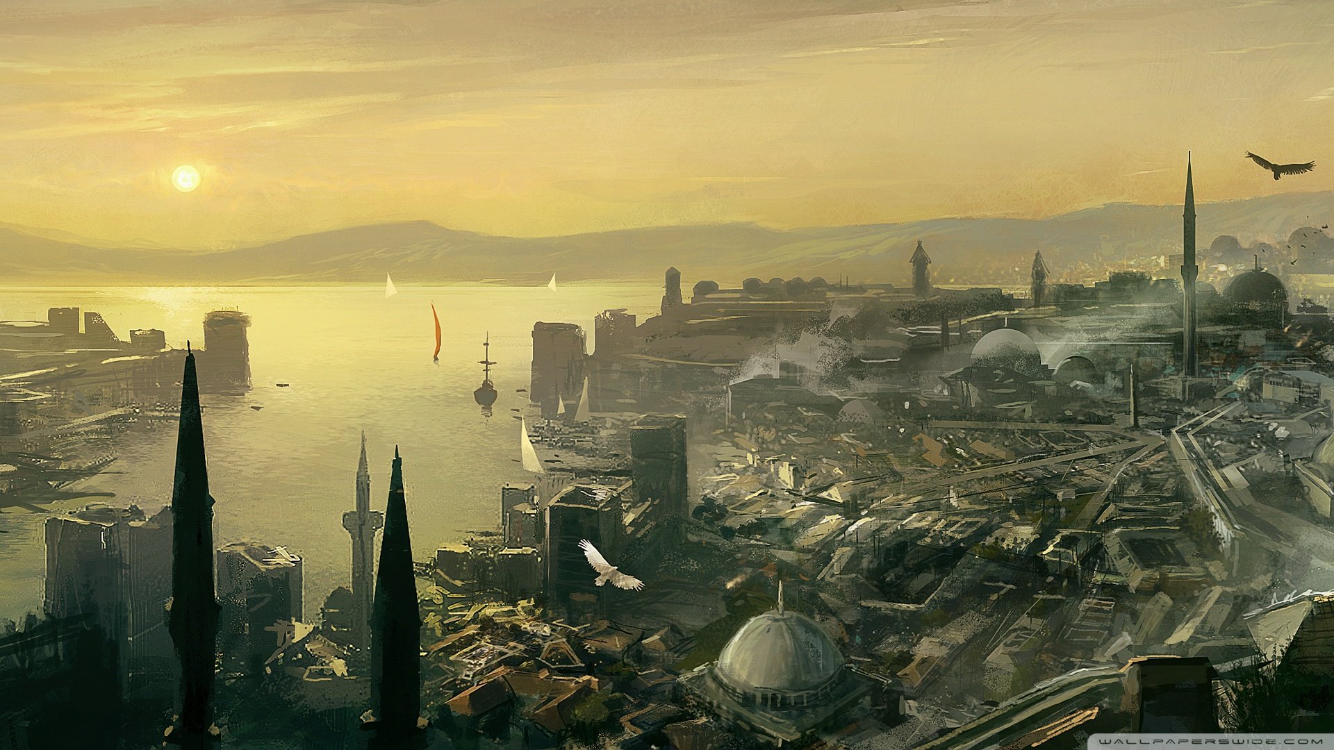 cityscapes, Artwork, Istanbul, Assassins, Creed, Revelations Wallpaper