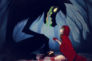 red riding hood, Anime, Animals, Wolves, Trees, Forest, Women, Girls, Dark, Creepy, Spooky, Fangs