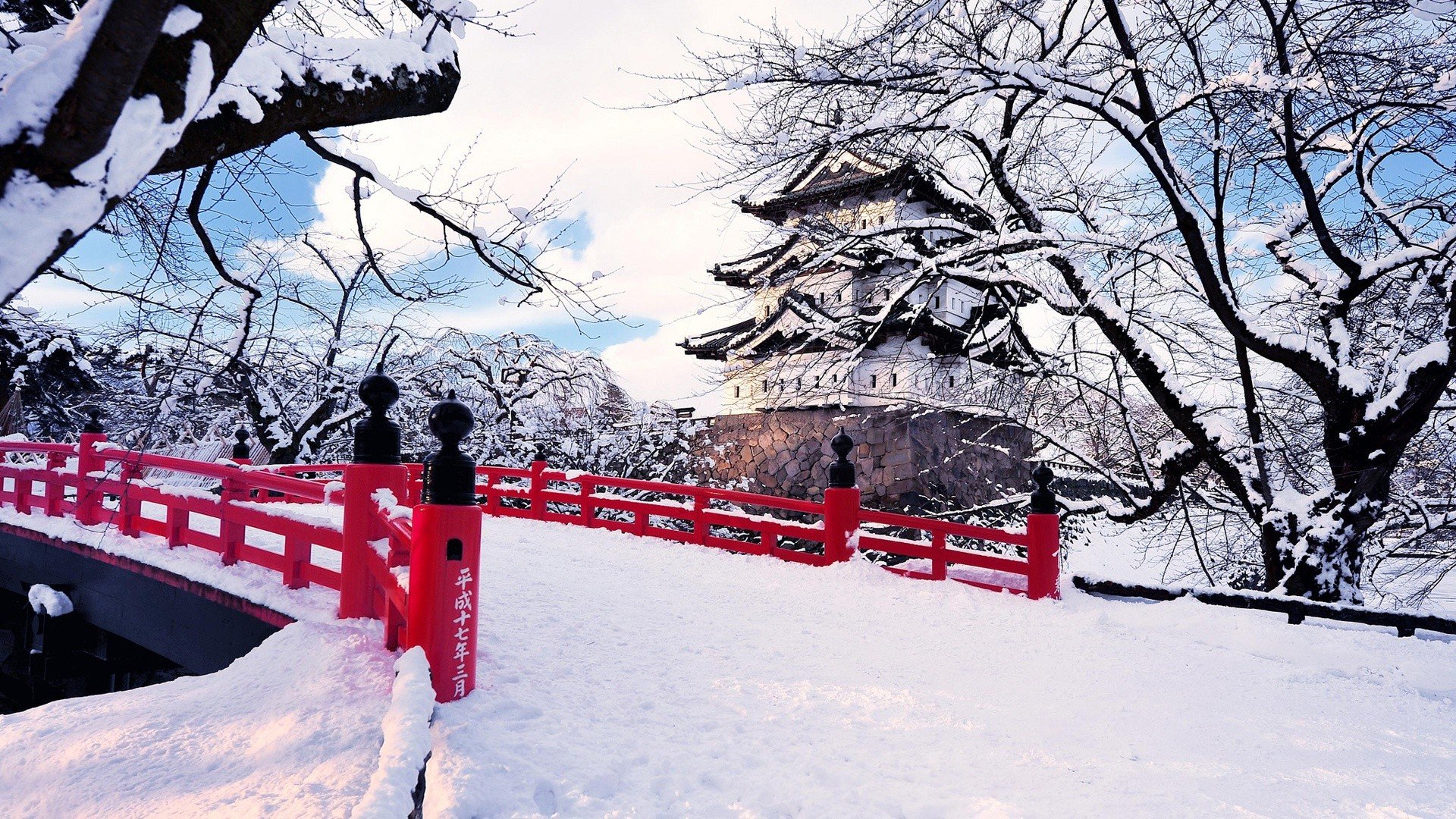 japan, Ice, Landscapes, Nature, Winter, Snow, Trees, Bridges Wallpaper