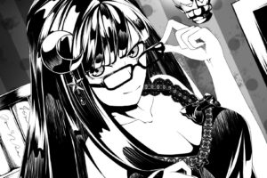 black, And, White, Video, Games, Touhou, Indoors, Room, Moon, Cleavage, Glasses, Long, Hair, Books, Monochrome, Meganekko, Patchouli, Knowledge, Anime, Girls, Faces, Witches, Hair, Ornaments