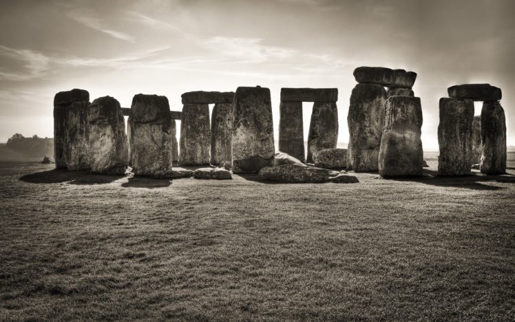 england, Stonehenge, Monochrome HD Wallpaper Desktop Background