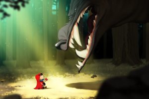 cartoons, Forests, Little, Red, Riding, Hood, Red, Hood, Wolves