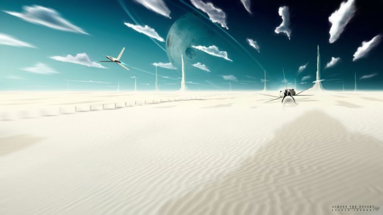 clouds, Aircraft, Sand, Deserts, Science, Fiction, Artwork, Fictional, Landscapes, Kuldar, Leement HD Wallpaper Desktop Background