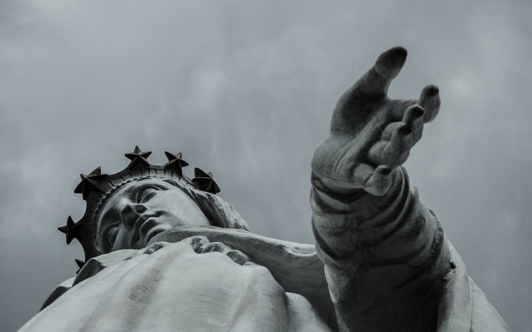 photography, Statue, Monument, Gothic, Religion, Sky, Skies, Clouds, People, Hands, Metal, Bronze, Artistic HD Wallpaper Desktop Background