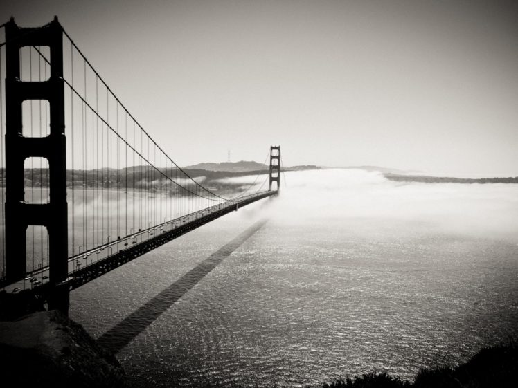 architecture, Fog, Bridges, Golden, Gate, Bridge, San, Francisco, Grayscale HD Wallpaper Desktop Background