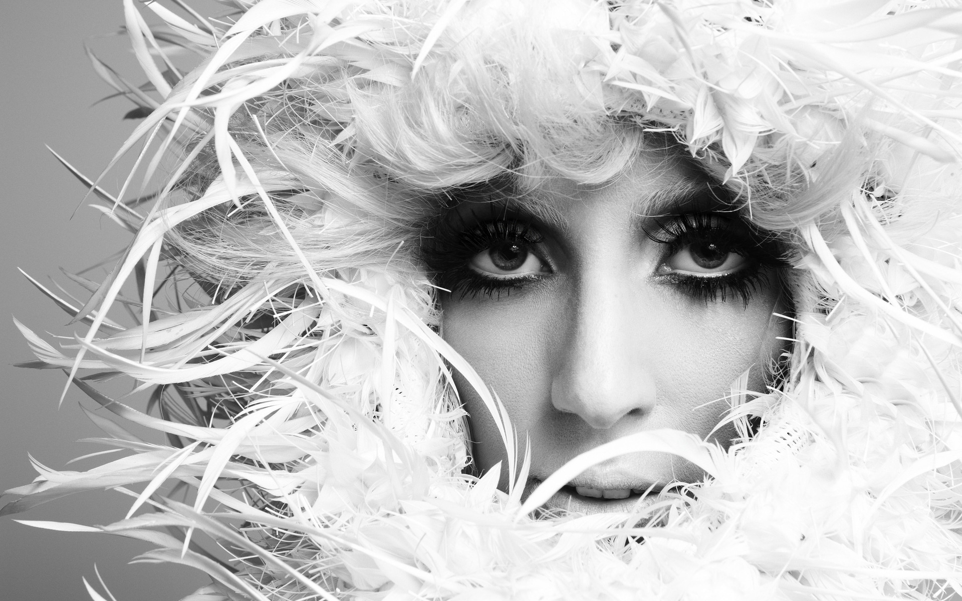 lady, Gaga, Music, Entertainment, Face, Style, Fashion, Blonde, Monochrome, Black, White, Eyes, Women, Female, Girl, Sensual Wallpaper