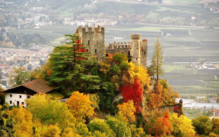 castle, Italy, City, Fall, Brunnenburg, Autumn HD Wallpaper Desktop Background