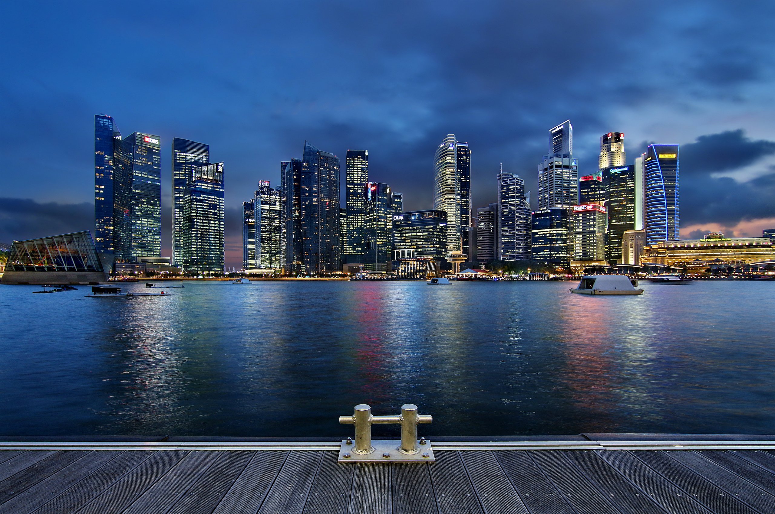 night, Skyscrapers, Architecture, Singapore Wallpaper