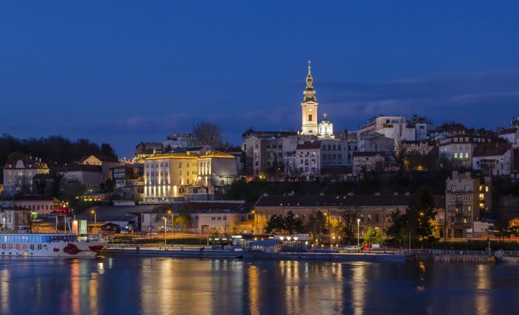 rivers, Houses, Belgrade, Serbia, Night, Street, Lights, Cities HD Wallpaper Desktop Background