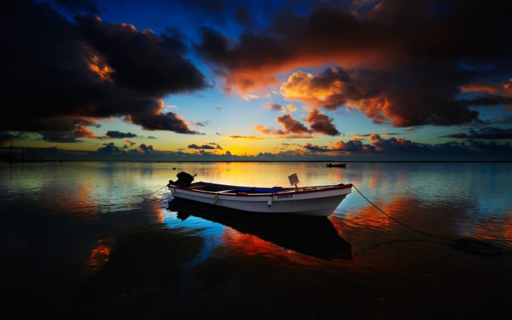 water, Sunrise, Nature, Ships, Boats, Sea HD Wallpaper Desktop Background