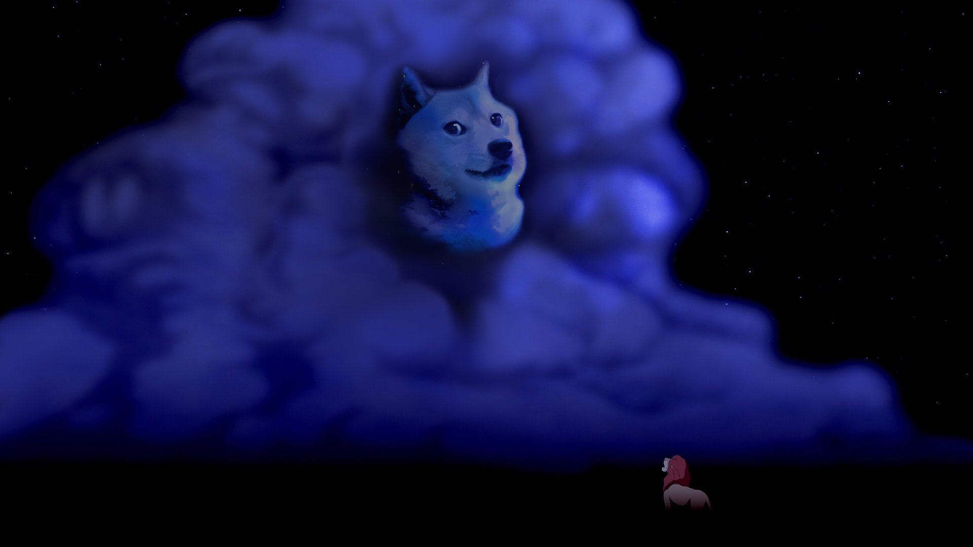 lion, King, Clouds, Night, Doge, Meme, Dog, Disney, Wolf, Wolves, Fantasy Wallpaper