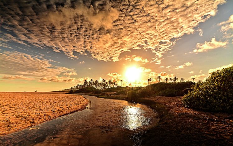 sunlight, Beach, River, Clouds HD Wallpaper Desktop Background