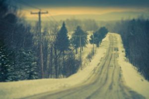 landscapes, Roads, Nature, Winter, Snow, Tilt, Shift, Photography, Snow, Trees, Forest, Pole, Wire, Line, Mountains, Scenic, Sky