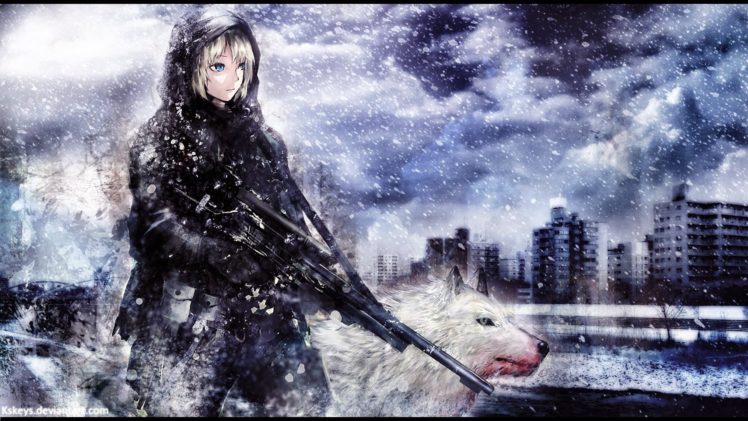 wallpaper, Snow, Wolf, Guns, Buildings, Jacket, Girl HD Wallpaper Desktop Background