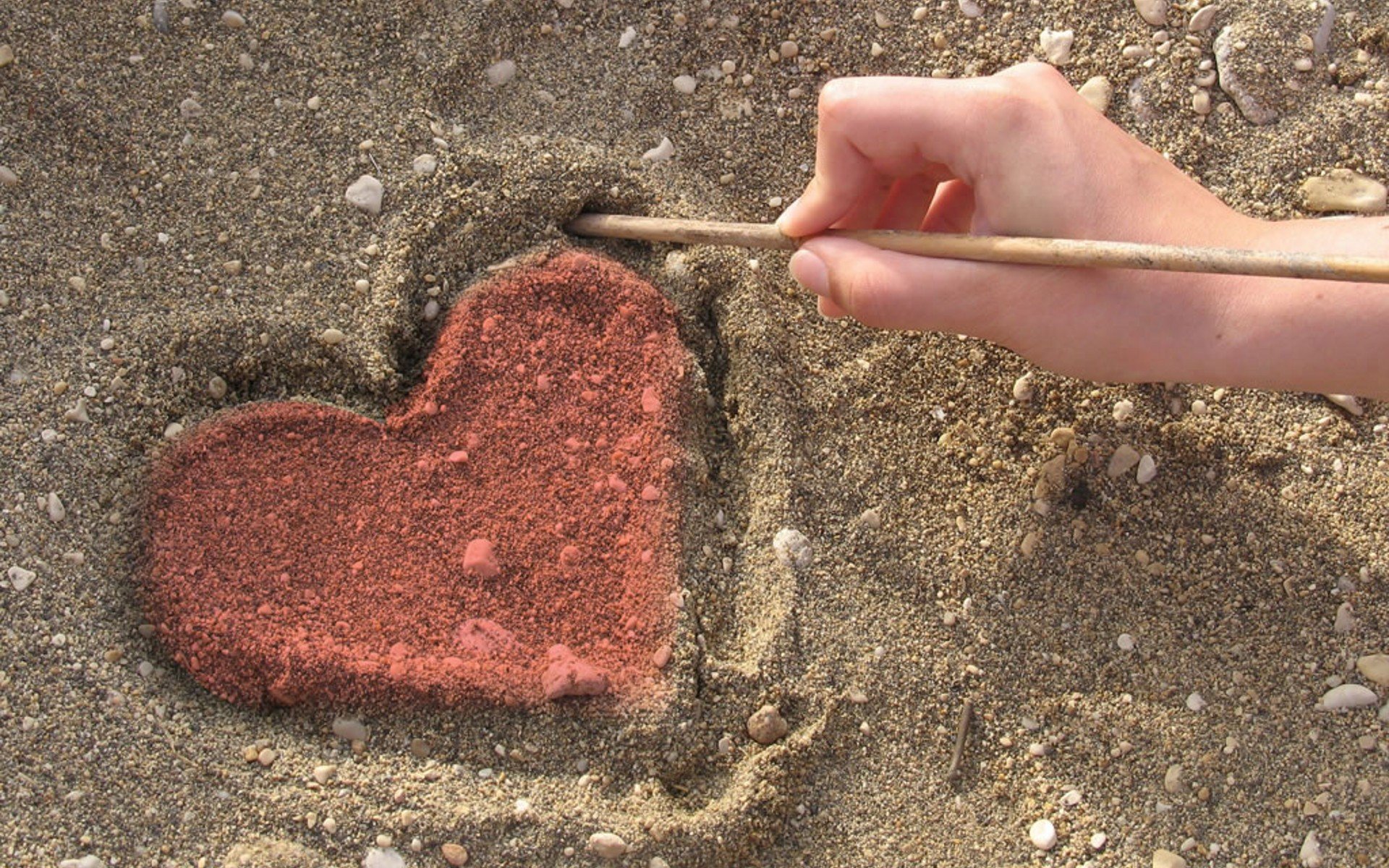 sand, Hearts Wallpaper