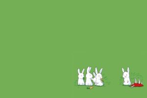 bunnies, Minimalistic, Drawings, Simple, Background, Simple, Green, Background