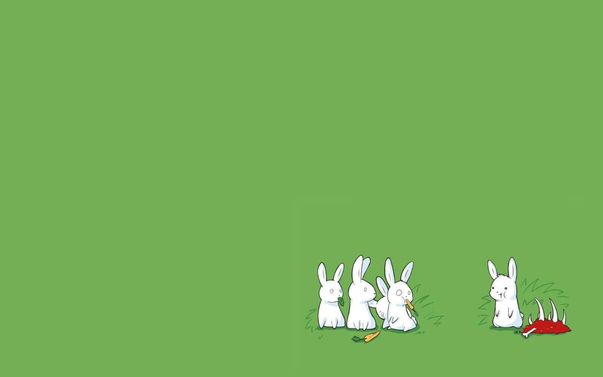 bunnies, Minimalistic, Drawings, Simple, Background, Simple, Green, Background Wallpaper