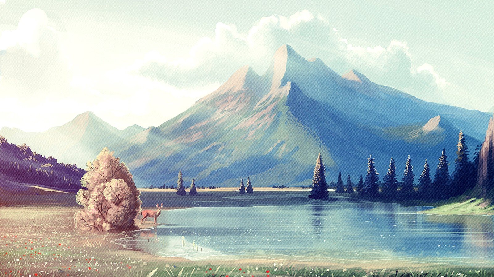 water, Mountains, Landscapes, Nature, Artwork Wallpaper