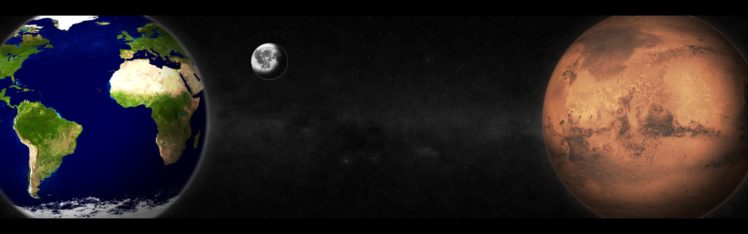 outer, Space, Mars, Moon, Earth, Artwork HD Wallpaper Desktop Background