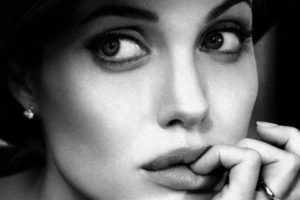women, Black, And, White, Actress, Angelina, Jolie, Lips, Monochrome, Faces