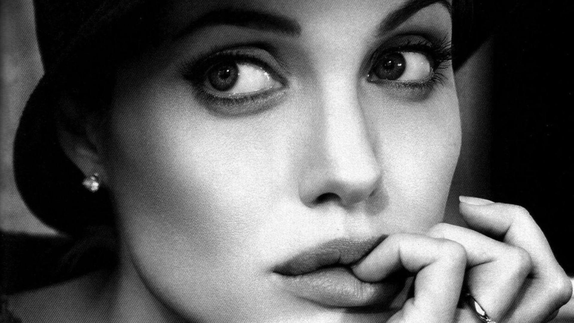 women, Black, And, White, Actress, Angelina, Jolie, Lips, Monochrome, Faces Wallpaper