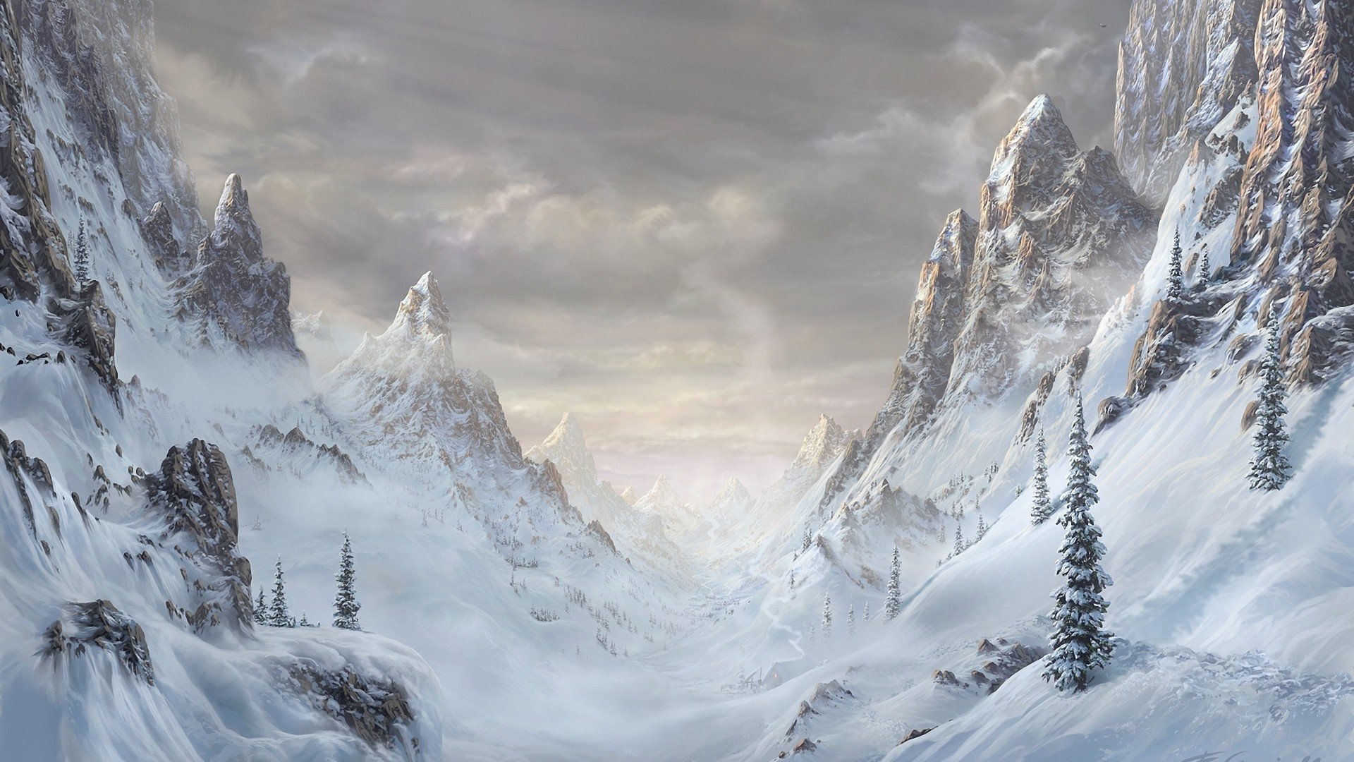 mountains, Artwork Wallpaper