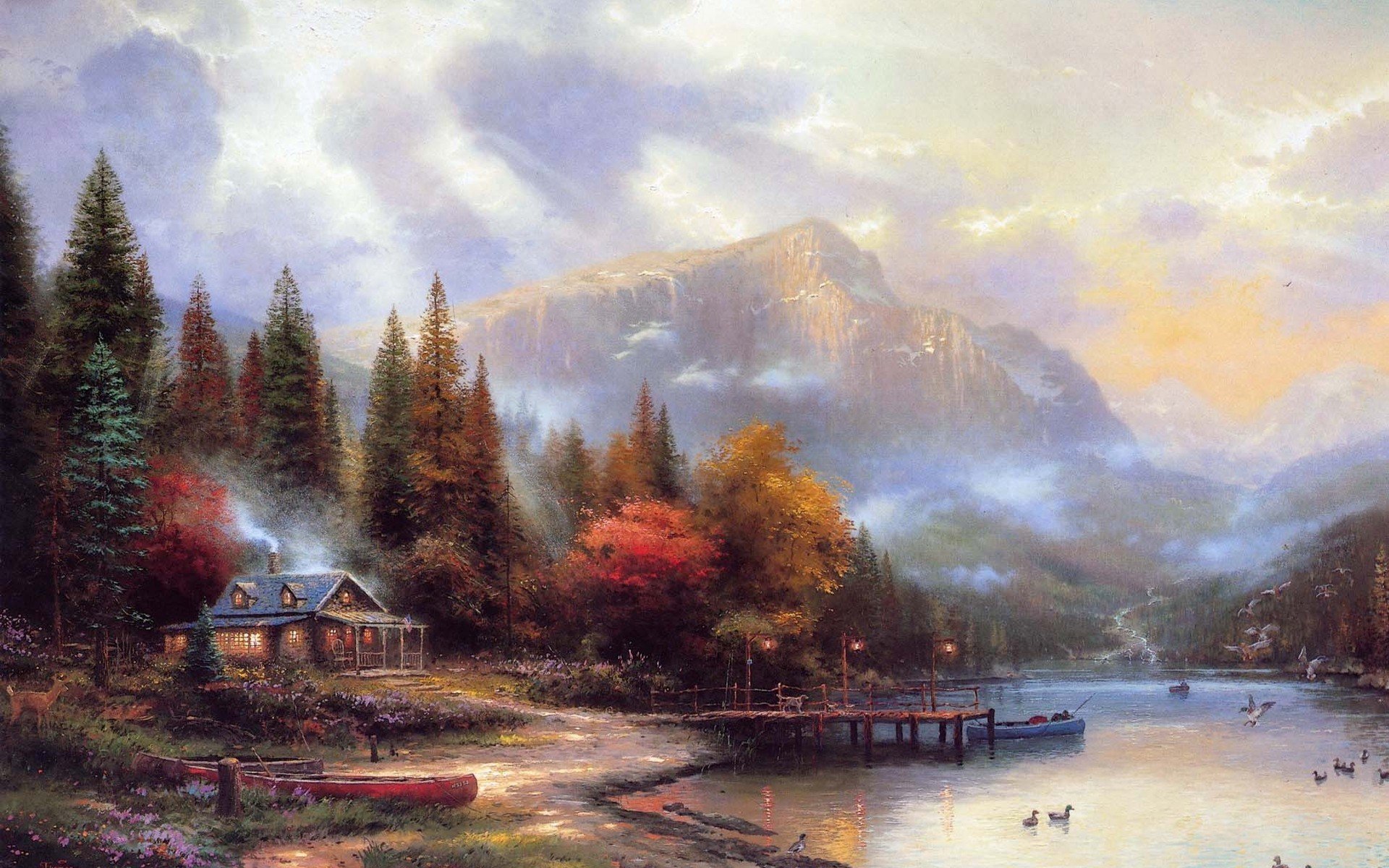 paintings, Landscapes, Houses, Artwork Wallpaper