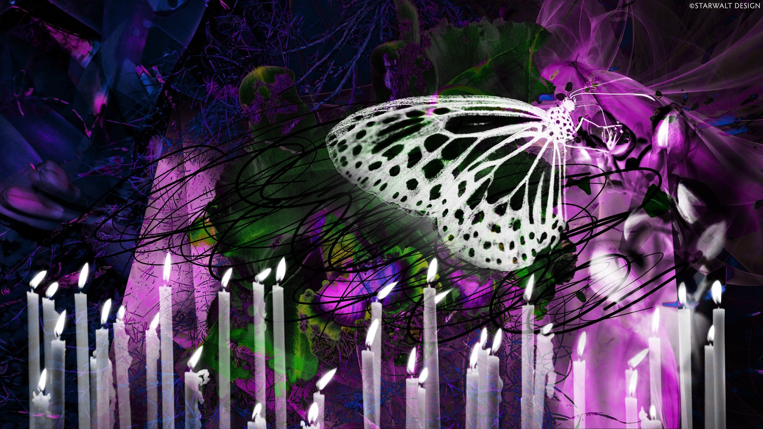 abstract, Lights, Butterflies Wallpaper