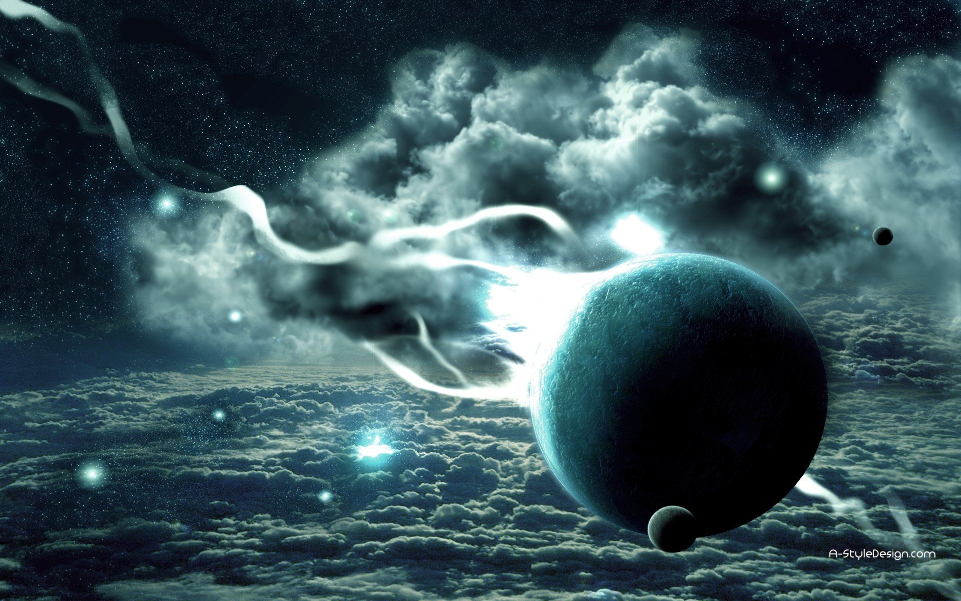 outer, Space, Fantasy, Art, Monochrome Wallpapers HD / Desktop and