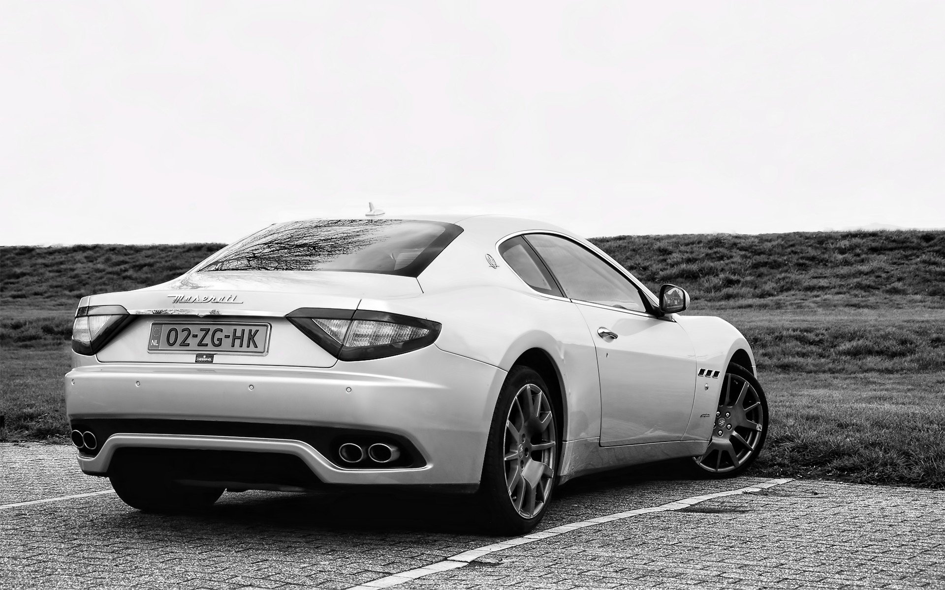 cars, Maserati, Monochrome, Back, View, Vehicles, Maserati, Granturismo Wallpaper