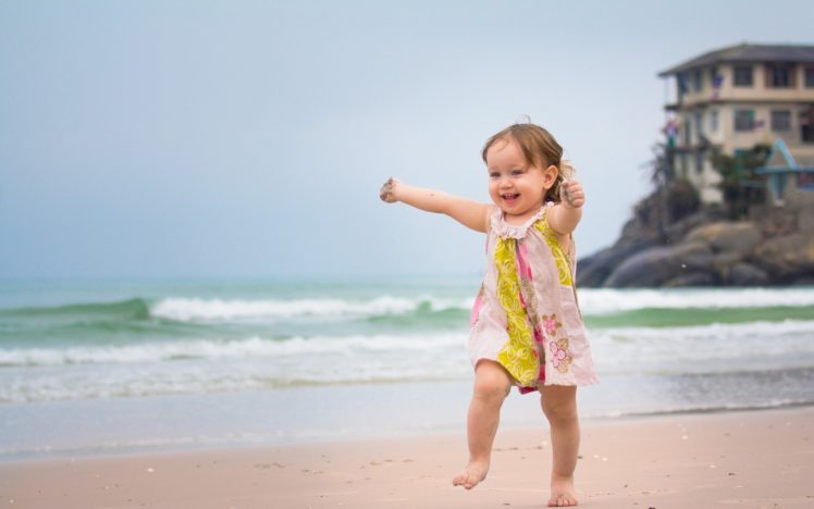 nature, Happy, Smiling, Happiness, Running, Children, Sea, Beaches HD Wallpaper Desktop Background
