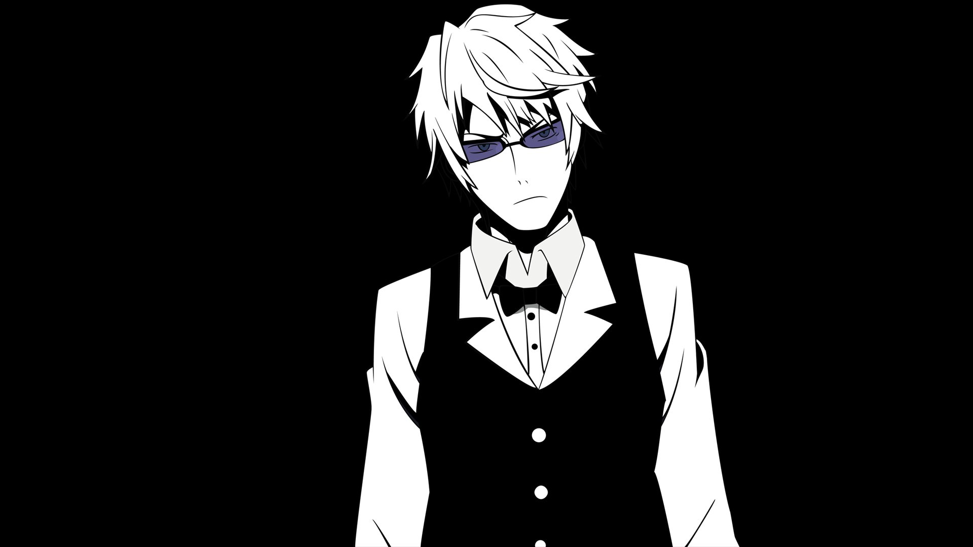 black, And, White, Blue, Eyes, Sunglasses, Short, Hair, Durarara ,  Heiwajima, Shizuo, Monochrome, Anime, Boys, Bowtie, Simple, Background,  Black, Background Wallpapers HD / Desktop and Mobile Backgrounds