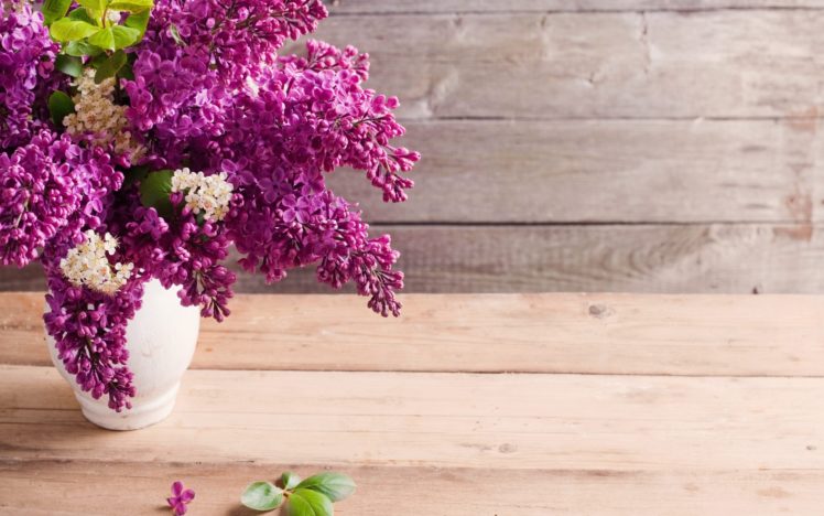 flowers, Lilac, Vases, Wooden, Planks HD Wallpaper Desktop Background