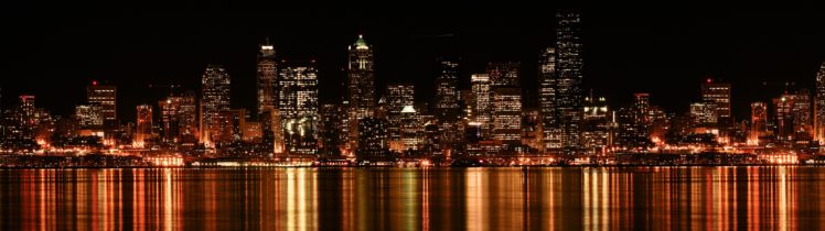 cityscapes, Night, Buildings, Reflections HD Wallpaper Desktop Background