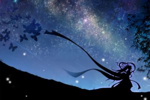 night, Stars, Skyscapes, Butterflies