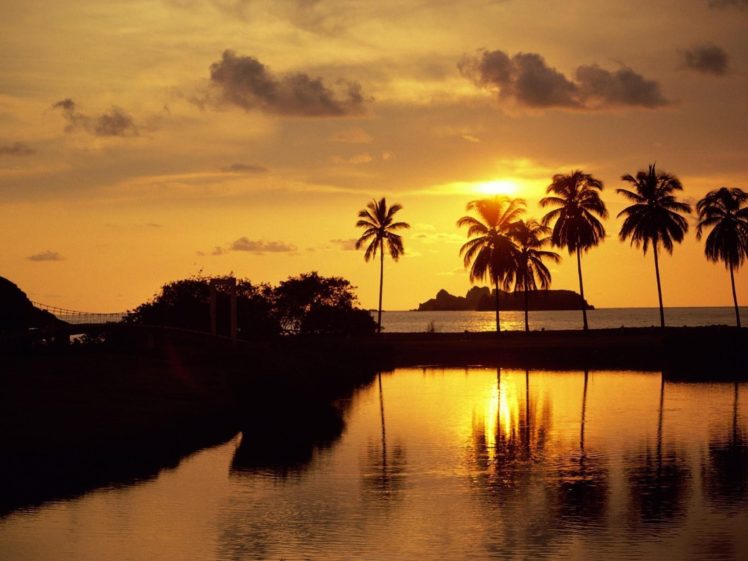 sunset, Sunrise, Mexico, Palm, Trees, Resort, North, America, Beaches HD Wallpaper Desktop Background