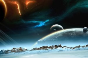 outer, Space, Planets, Arctic, Digital, Art