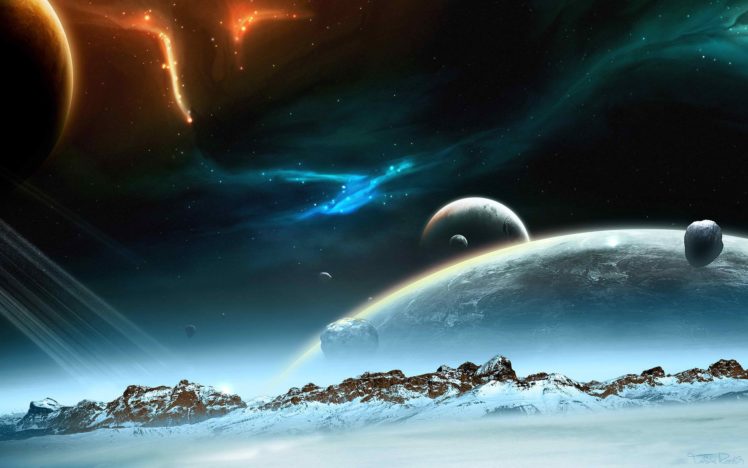 outer, Space, Planets, Arctic, Digital, Art HD Wallpaper Desktop Background