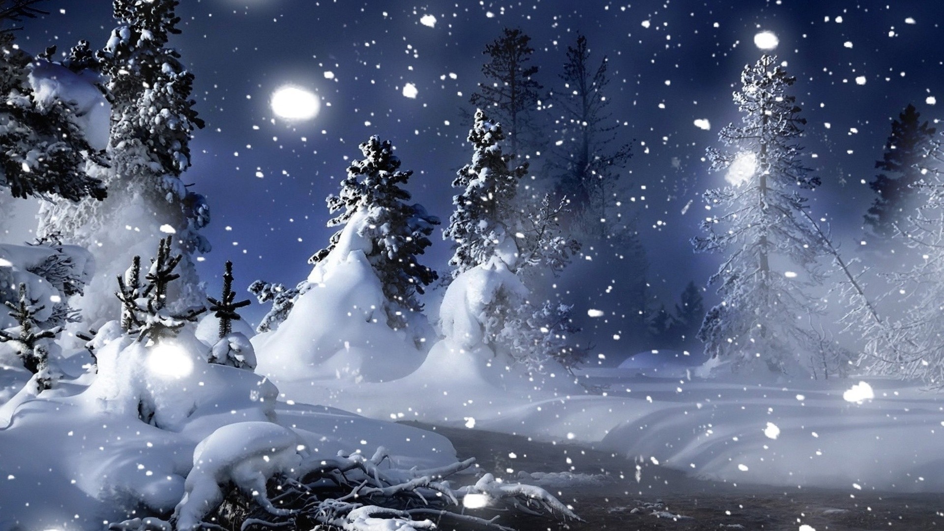 nature, Landscapes, Christmas, Trees, Forest, Snowing, Snowflakes, Winter, Snow, Seasons