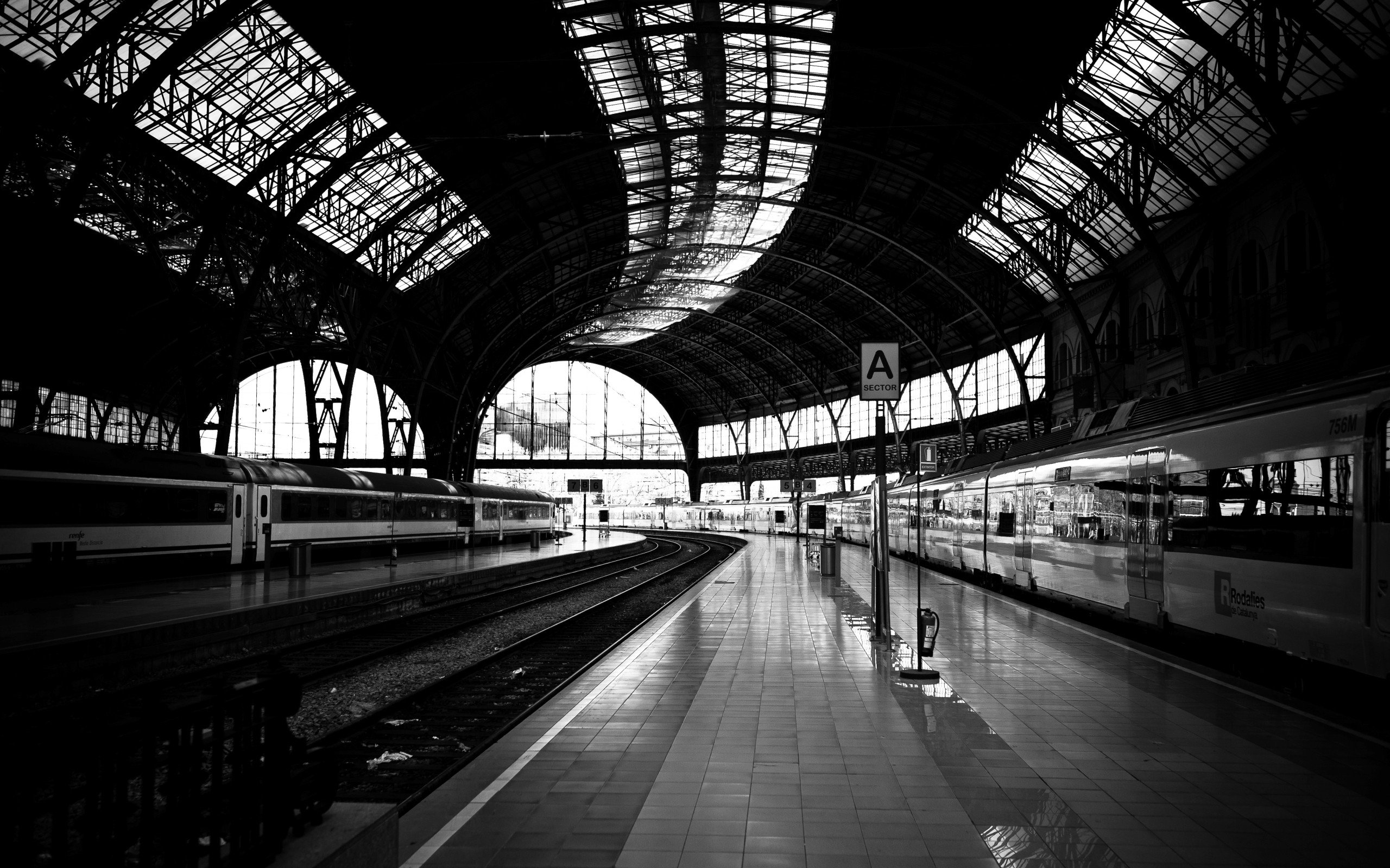 train, Stations, Monochrome Wallpaper