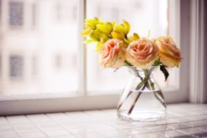 flowers, Roses, Vase, Yellow, Flowers, Windowsill