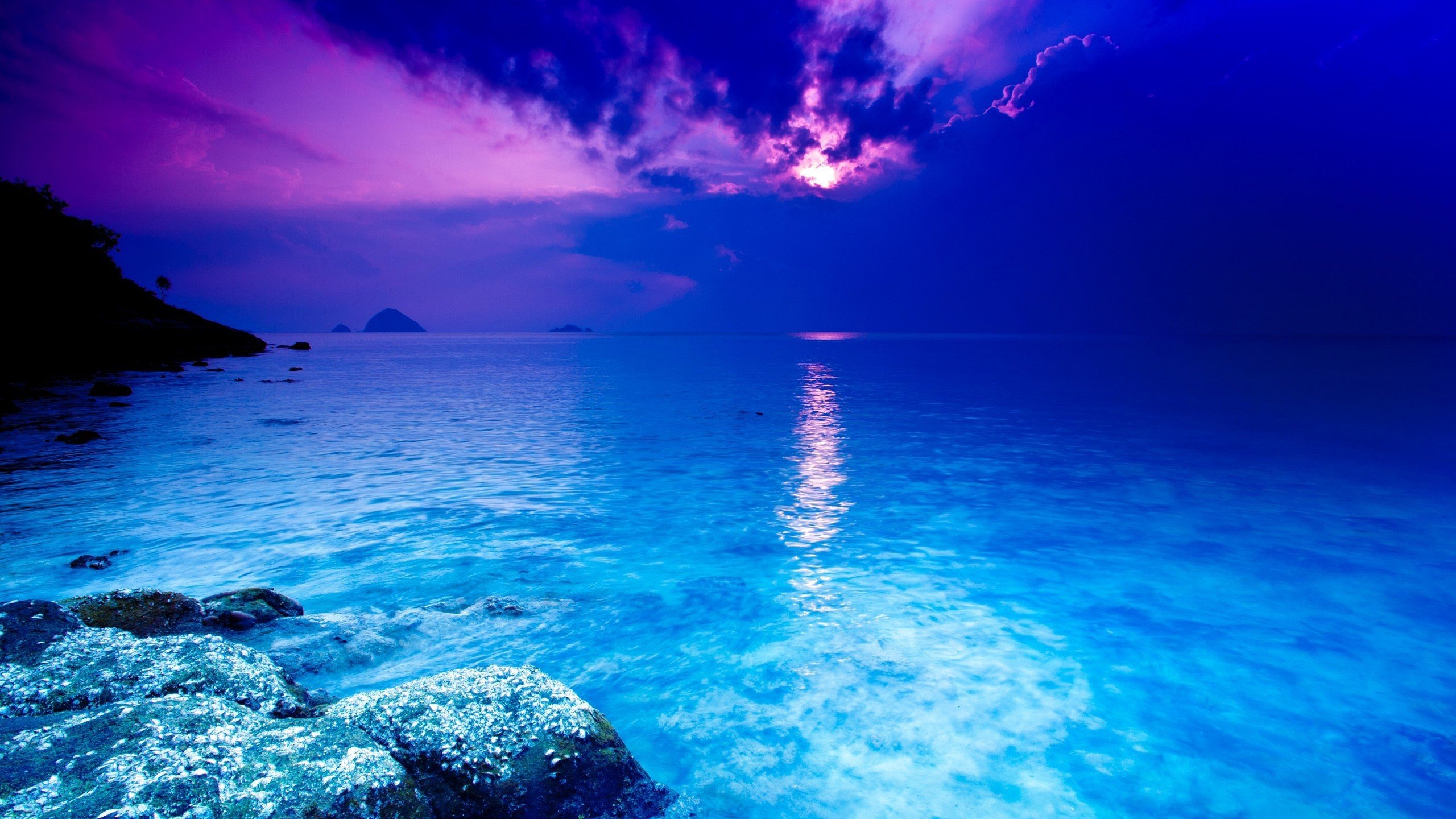 sunset, Clouds, Landscapes, Nature, Blue, Sea, Sea Wallpaper