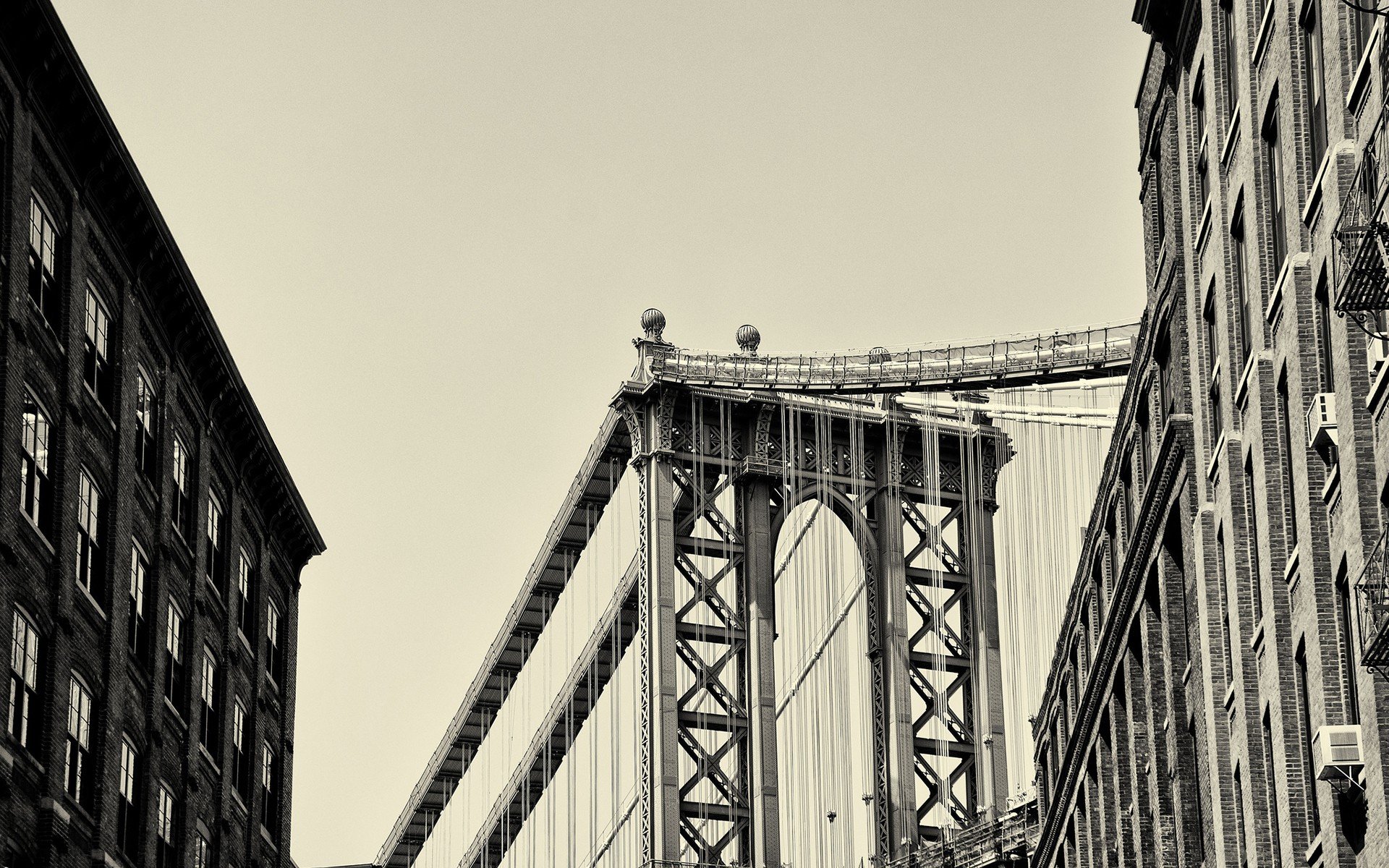 architecture, Bridges, New, York, City, Sepia, Manhattan, Bridge Wallpaper