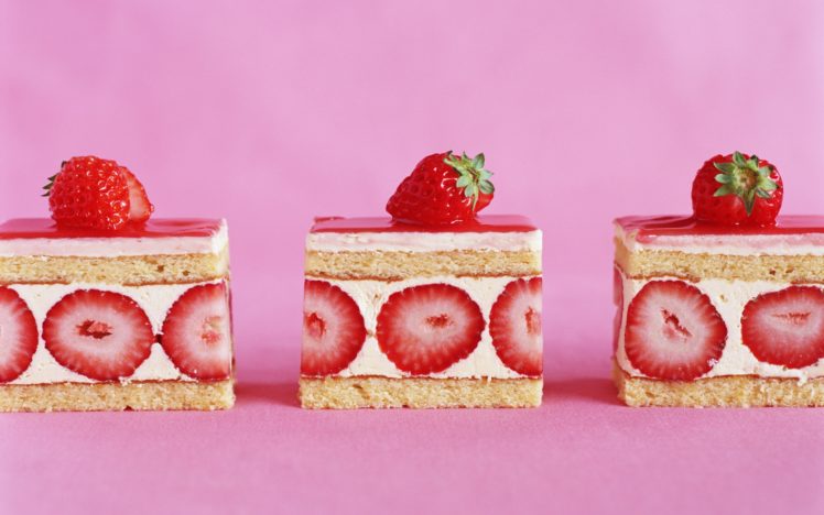 food, Desert, Sweet, Cake, Fruit, Strawberries, Color, Cream, Sugar, Red, Pink HD Wallpaper Desktop Background